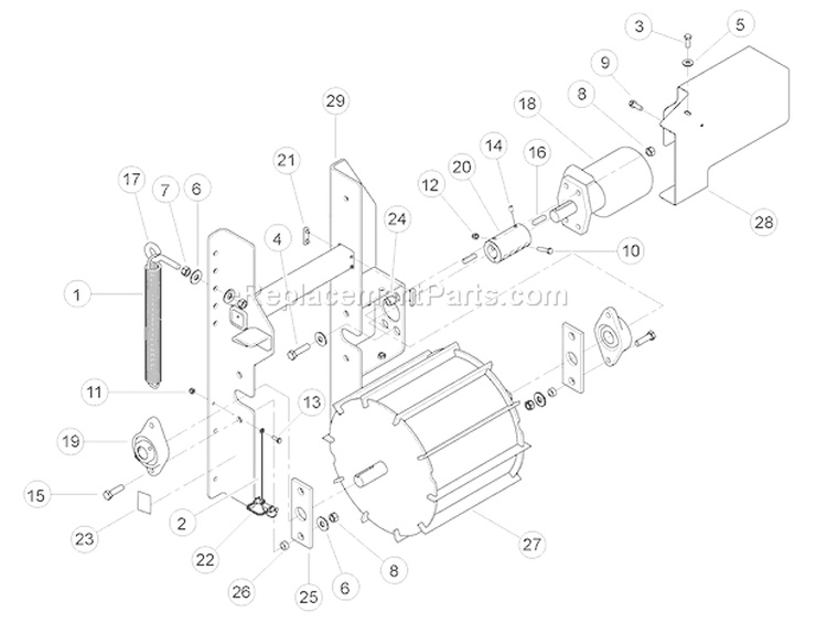 FeedáRolleráHousingáAssembly Diagram and Parts List for CH6993H 76635 Bear Cat Chipper Shredder